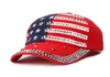 Nyaste USA Flag Donald Trump Hat 3 Styles Rivet Diamond President Caps Baseball Hats Justerbara snapback Men Women Outdoor Sports 3937715