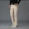 Herren Jeans Micro Flare Koreanischer Stil Elastische Freizeithose Weinrot Biker