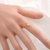 Женские кольца Love Lovely 24 k CT Fine Solid Gold GF CZ Stones Ring Регулируемый размер Открытое кольцо Симпатичные ювелирные изделия в форме сердца217L