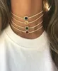 Mode populaire gouden kleur dames tennisketting choker ketting met saffieren groen wit rood geel cz steen verharde ketting8299555