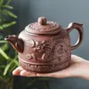 YIXING PURPLE SAND CERAMIC TEA POT大容量手作りのドラゴンフェニックスフェニックスティーポット家庭用カンフーティーセット600ml 231225