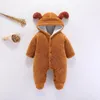 Vêtements d'hiver pour bébés nés filles garçons barboteuse chaude polaire à capuche combinaison pour bébé enfant en bas âge enfants une pièce vêtements pour enfants 231226