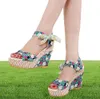 Sandálias de verão praia boho cunha floral feminino tornozelo plataforma sapatos de saltos altos sandalias mujer 20216048023