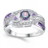 Yhamni 100％SOLID 925 STERLING SILVER RING PURPLE COLOR CUBIC JIRCONIA RING FASHION WEDDINGRINGSギフト