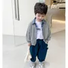 Spring Autumn Boys' Coat Denim Collar Patchwork Top Fake Two Shirts Kids Outerwear children's clothing 2-8 Years Jackets Coats 231225