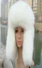 Wholefake Fur Fur Fur Hat Ushanka Rosyjska Kosadowca Skórzany bombowiec Whole Fut Fur Earmuffs grube ciepłe zima2212547