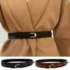 Belts Women Retro Metal Buckle PU Leather Belt Female All-match Skinny Waist Straps Adjustable Lady Dress Coat Decorative Waistband