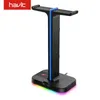 Earphones Havit Rgb Gaming Headphone Stand Dual Headset Hanger with Phone Holder & 2 Usb Charger for Desktop Pc Game Earphone Accessories