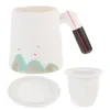 Ensembles de vaisselle avec poignée en bois, tasse à thé, tasse en céramique portable avec couvercle à café, infuseur Vintage, petite eau