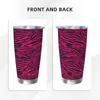 Gobelets gothique rose zèbre rayures gobelet isolé avec couvercle en acier inoxydable tasses à café bureau maison voiture bouteille tasse 20oz