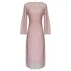 Casual Kleider 2024 Harajuku Vintage Frühling Frauen Kleid Rosa Elegante Spitze Mode Mid-länge Schlank Aushöhlen Süße Vestidos