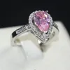 Böhmischer Schmuck, zarter birnenförmiger rosa Diamant-Ring, Finger, modisch, 10 kt Weißgold gefüllt, Hochzeit, Brautringe für Frauen, Geschenk 310c