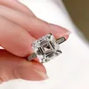 Simple And Classic Wedding Ring For Women Luxury Crystal Square Cubic Zirconia Engagement Bands Eternity Jewelry