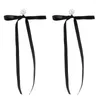 Dangle Earrings Korean Fashion Elegant Long Ribbon Bow Pendant Drop For Women Kpop Sweet Imitation Pearl Bowknot Ear Wed Accessories