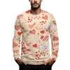 Men's T Shirts Long Sleeve T-Shirt Men Valentine'S Day Print Tee Shirt Male Casual Fashion Slim Fit Tshirt Spring Round Neck Daily Tops