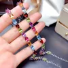 Bracelets Bridal Sterling Sier Rainbow Color Tourmaline Bracelet for Women Cz Crystal Temperament Bracelet Bangle Girls Fine Jewelry