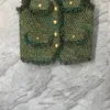 Gilet da donna 2023 Moda di alta qualità senza maniche con scollo a V Barba rifinita con fibbia dorata Gilet in lana stile celebrità Top 1211