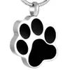 Black Dog Paw Shape Stainless Steel Cremation Jewelry Urn Pendant Necklace Pet Memorial jewelry 300L