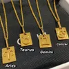 Collar de marca cuadrada de doce constelaciones para enviar a amigos collar de recuerdo para hombres y mujeres tendencia avanzada estrella fresca collar de oro recomendado