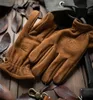 Men039s mroczne skórzane rękawiczki Men Motorcycle jeżdżący na pełnym palcu zima z futrem vintage brązowa porcja nr65 2110267284299