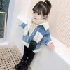 秋の子供ジャンベストフリースサーマルフェイクファーベストガールズジャケット冬の服幼児カジュアルデニムソリッドカラーベビーガールジャケット231225