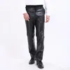 Pantalon en cuir taille haute noir pour hommes à lacets avec cordon de serrage en PU, grande taille, pantalon de motard pour hommes, pantalons d'automne et d'hiver S-4XL 5XL 231226