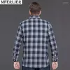 Men's Dress Shirts Autumn Spring Winter Men Plaid Long Sleeve High-quality Cotton Shirt Plus Size 12XL 10XL 78 76 74 72 70 Pockets