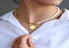 KRKC 2021 Luxury Custom Gold Plated Women Baroque Half Pearl Link Halsbandsmycken Big Natural White Frhwater Pearl Necklace4517298