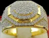 Säljer tillämpliga män Full Diamond Fashion Gold Ring Domineering Square Luxury Diamond Business Ring Whole15024789466321