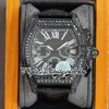 TWF Tortue XL tw62020X6 Mens Watch Japan Miyota Quartz Chronograph PVD Steel Diamonds Black Roman Dial Iced Out Diamond Case Leath2715