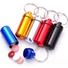 17X48mm Mini Portable Waterproof Metal Aluminum Pill Box Case Bottle Keychain Easy Take Pill Container Key Chian Keyring Outdoor Travel Care