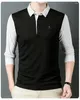 Polos pour hommes coton haut de gamme T-shirt à manches longues automne moyen-âge et jeune brodé affaires chemise décontractée