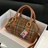 Fashion Handbag Winter Plaid Fabric Temperament Single Shoulder Bag Niche Design Crossbody Women's Bag