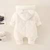 ベビー服0〜12か月ジャンプスーツ幼児フード付き厚いロンパー長袖ジッパーサーマルベイビーキッズコート5日231225