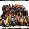 Bracelets en cuir véritable pour hommes, lot de 100 pièces, mélange de styles, fait à la main, manchette en cuir véritable, tribus ethniques, à la mode, marque new234d