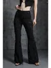 Pantalon Vintage Halloween pour femmes, Slim, Long, évasé, gothique, Punk, taille haute, jambe droite, Micro évasé, Transparent, 2024