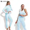 Lu Lu Align Set Workout Gym Kleidung 2 Fitness für Damen Trainingsanzug Leggings Sport BHs Top Langarm Damen Sportbekleidung Anzug Yoga Lemon LL Frau