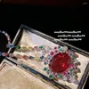 Studörhängen Blommaform med röd zirkondekor söt elegant 925 silvernål dinglar smycken utsökta kvinnliga ornament
