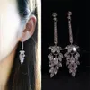 Boucle d'oreille longue étincelante bijoux de luxe 925 Stelring argent Marquise blanc topaze CZ diamant pierres précieuses femmes mariage Dangle Earr3146