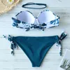 2023 feuilles imprimer Bikini maillot de bain femmes Push Up ensemble maillot de bain bandeau maillot de bain Biquini femme Bikinis ensembles 2 pièces 231225