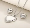 Herzförmige Damen-Schmucksets aus Ohrringen und runden Kreis-Anhängerketten-Halsketten-Set, Geburtstagsgeschenk 8889649