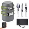 Outdoor supplies camping cookware set easy to carry for 1-2 people picnic stove cooker set with color box285h