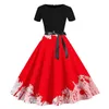 Casual Dresses Women Halloween Print Short Sleeve 1950s Housewife Evening Party Prom Dress Women's Summer Elegantes Para Mujer 2023