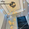 Lustre Led moderne boule de verre dimmable pour escalier salon lampes suspendues décor à la maison éclairage Suspension Design lustres