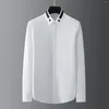 Camicie eleganti da uomo Camicia da uomo autunno primavera Manica lunga Ricamo stella Bianco Nero Smart Casual Slim Fit M a 3XL Camisas Social Masculina