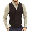 Double Breasted Men's V-neck Wool Blend Tank Top Casual Formal Business Groomsmen Wedding