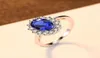 Created Blue Sapphire Ring Princess Crown Halo Engagement Wedding Rings 925 Sterling Silver Rings For Women 2021 1227 T251059831081946