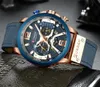 CURREN Mannen Horloges Topmerk Luxe Blauw Lederen Chronograaf Sport Horloge Voor Mannen Mode Datum Waterdichte Klok Reloj Hombre 231225