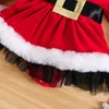 Weihnachten Kleinkind geboren Baby Mädchen Strampler Kleid Prinzessin Rot Party Geburtstag Overall Langarm Kinder Kleidung Weihnachten Kostüme 231226