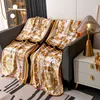 Luxury Designer Blanket gold black pattern printed palace court Printed Sofa Bed Double layer fox velvet designers Throw Blankets home decoration